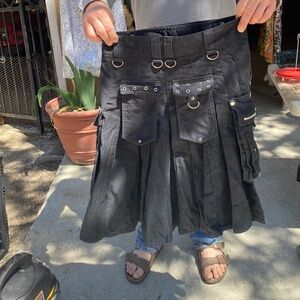 Black Utility Kilt Mens